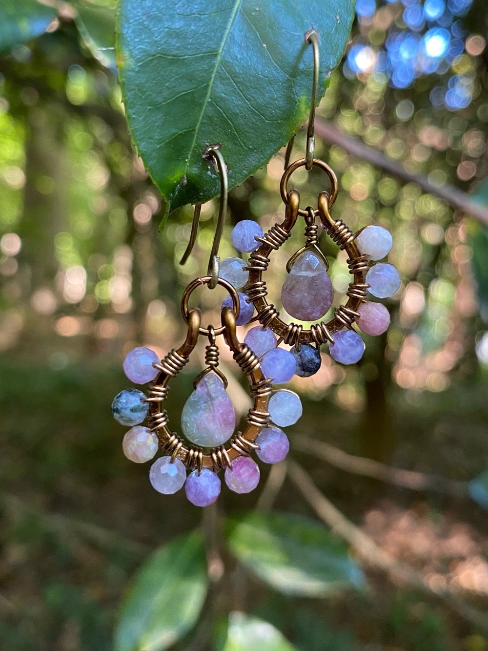 Plum Tourmaline Hoop Earrings